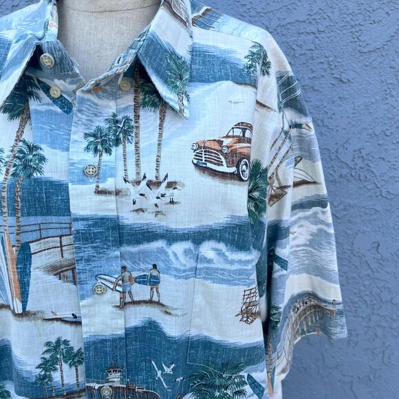 Reyn Spooner Mens Hawaiian Shirt in 3Xl Surfing surfer Button Up - Picture 3 of 8